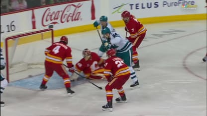 SJS@CGY: Rutta scores goal against Dustin Wolf
